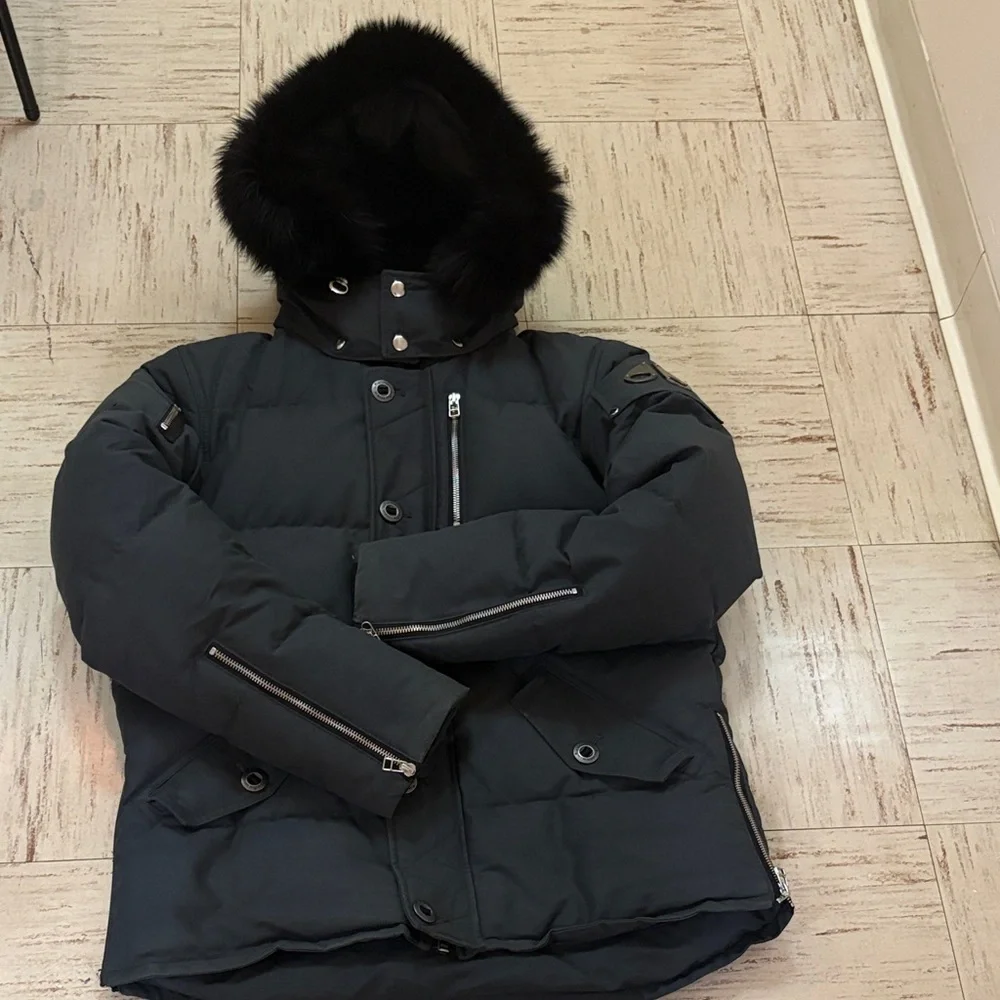 MOOSE KNUCKLES Original Shearling Men's Black Puffer Jacket with Fur Hood Size M - Picture 3 of 16